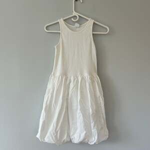 ZARA Girls White Balloon Hem Dress 13-14 / 164 cm Sleeveless Cotton Blend D52